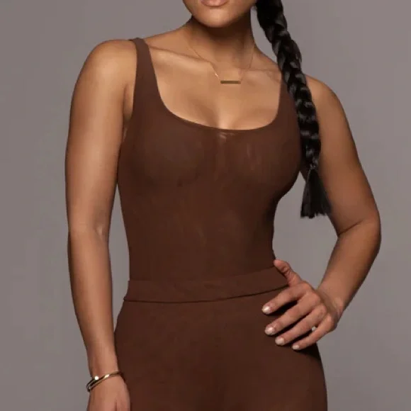 Chocolate double mesh bodysuit - Picture 4 of 10